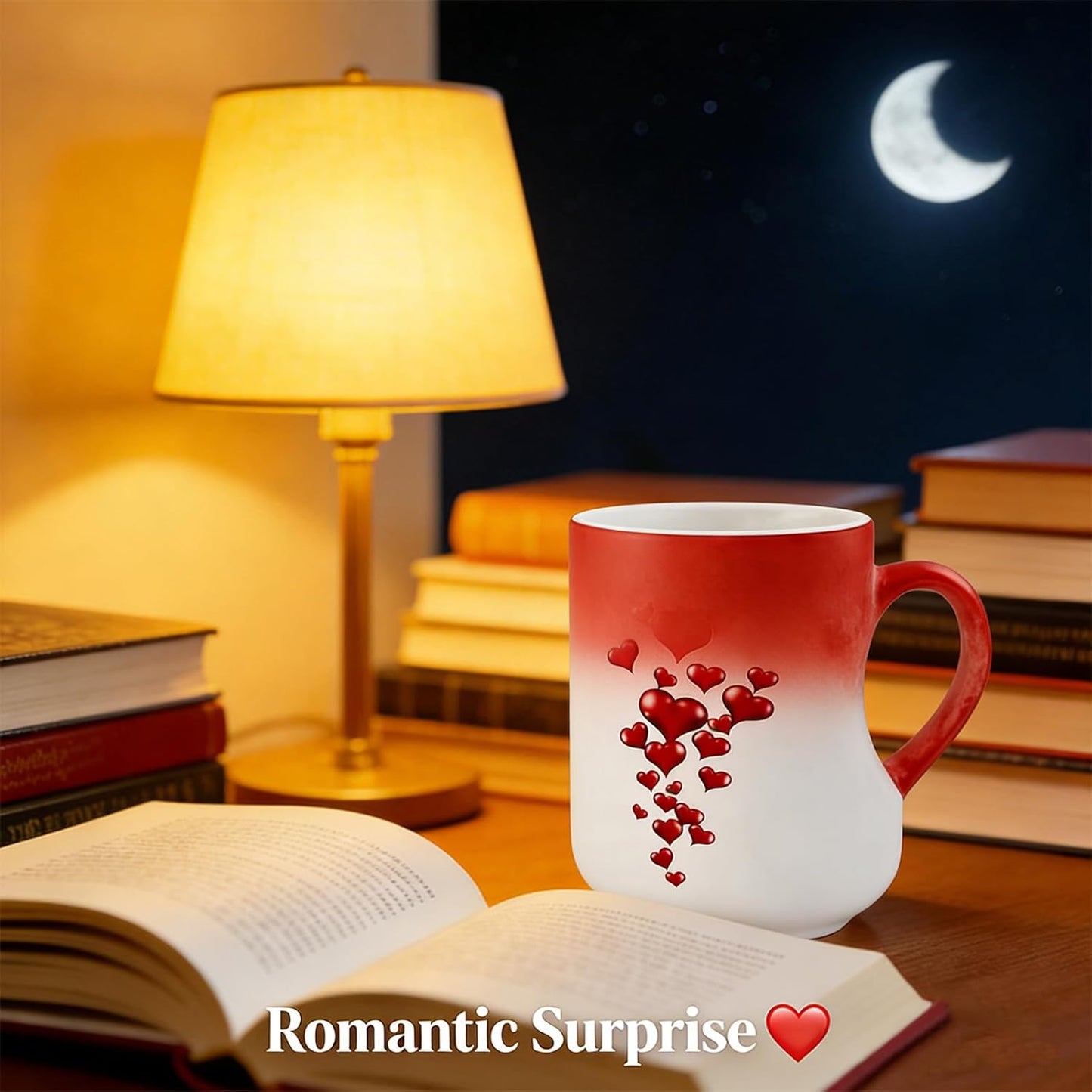 Taza mágica de corazón reactiva al calor para mujer y hombre