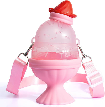 Botella de agua de helado para niños de 11 oz con pajilla y correa