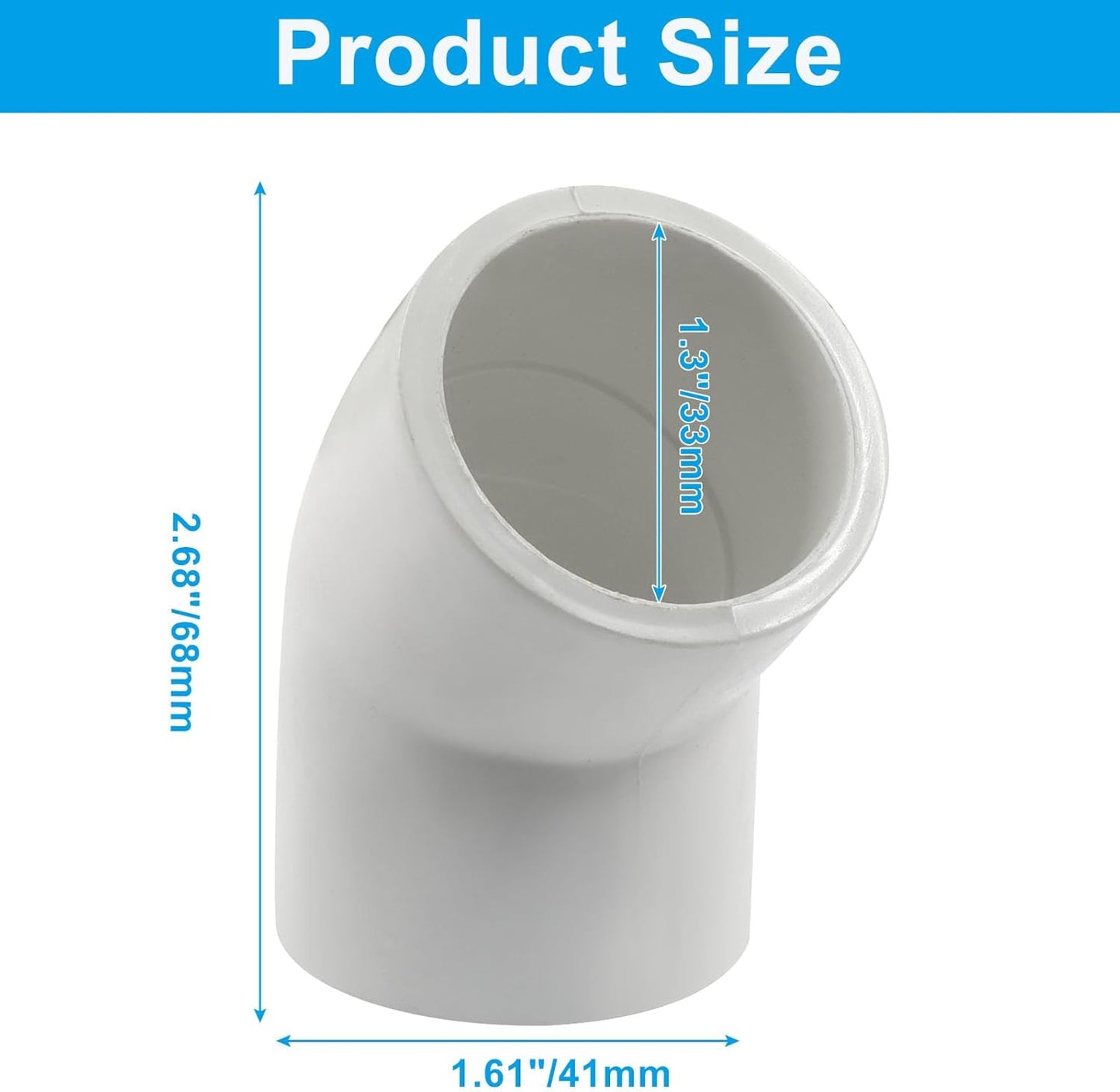 Conector PVC 1 pulg 45 grados 2 vías codo blanco