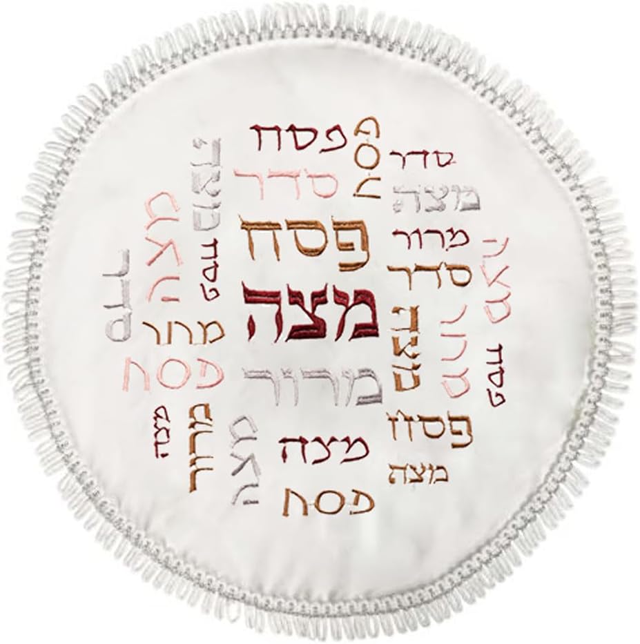 Funda de satén para Matzah y Afikoman Pascua con 3 bolsillos elegante mantel Pesach