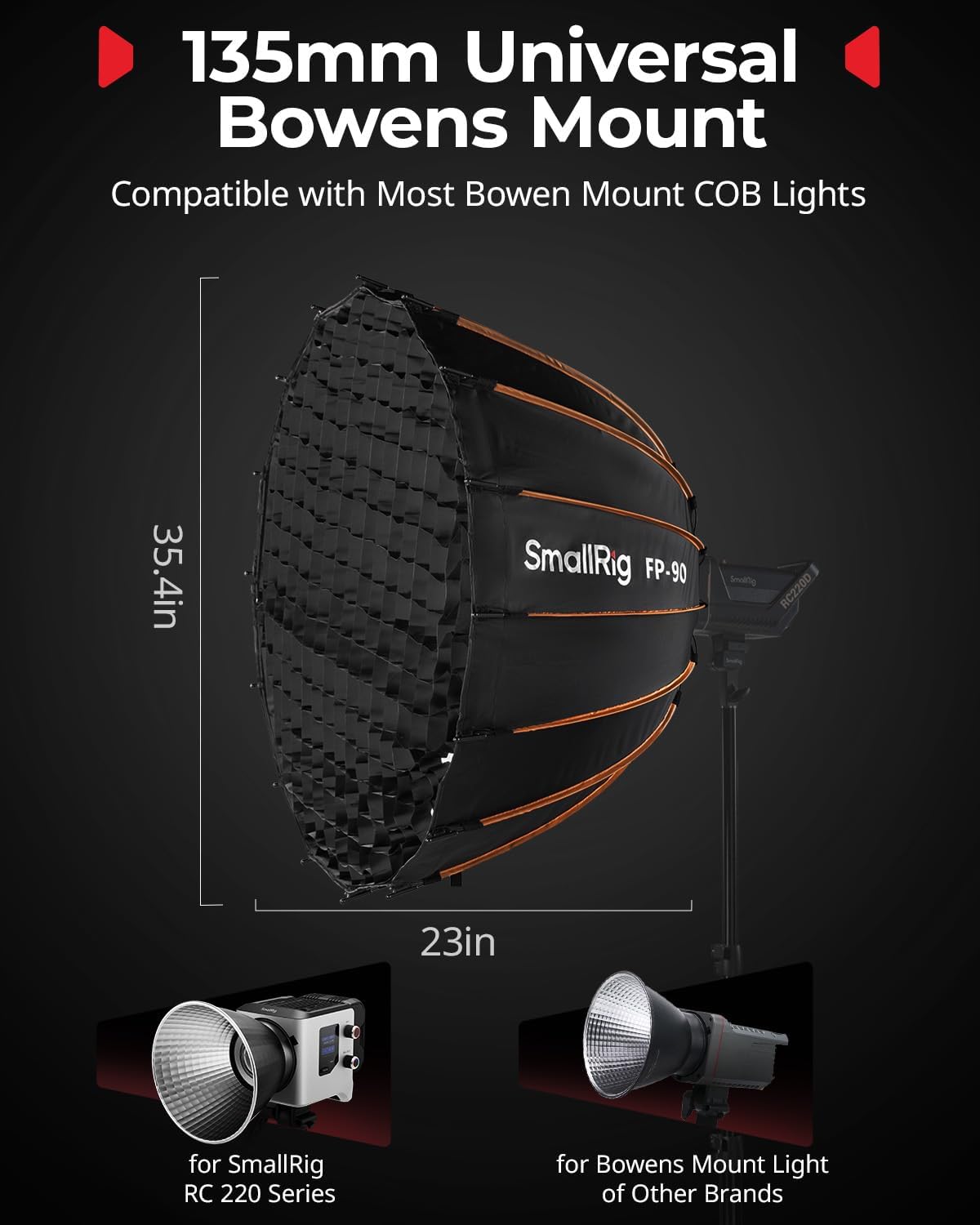Caja luz parabólica 35.4 con soporte Bowens para RC 220 Pro
