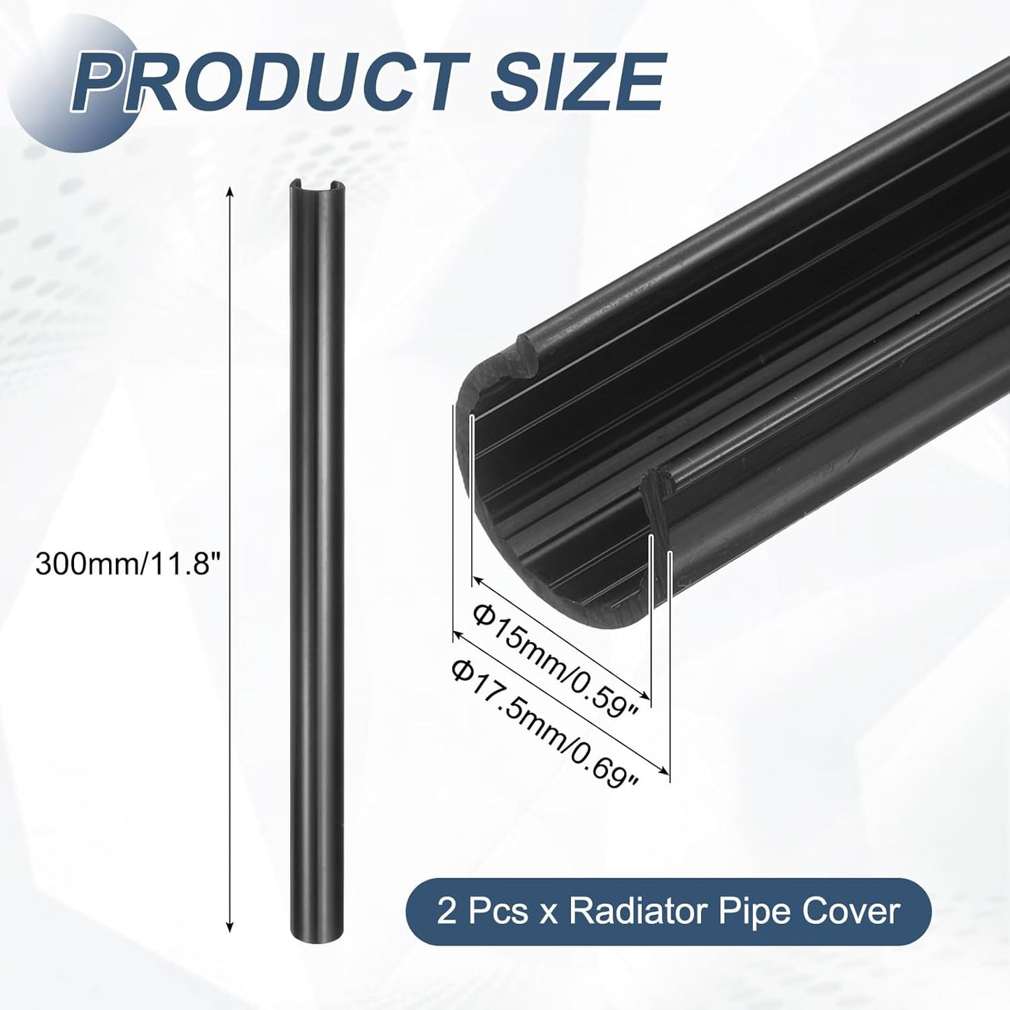 2 Fundas Tubo Radiador 0.59x11.81pulg Plástico Cubierta Tubería