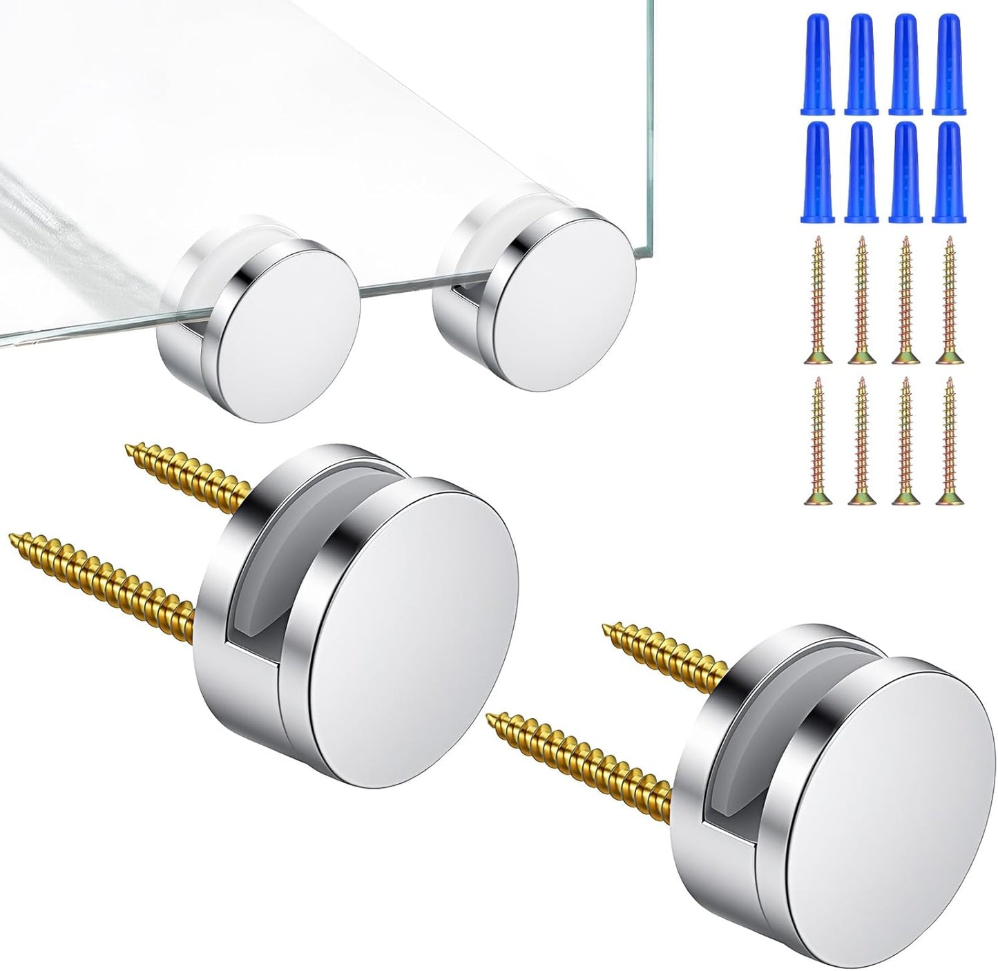 Pack 4 Accesorios Montaje Espejo Sin Marco Con Anclajes