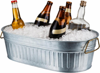 Cubo galvanizado para bebidas 5.3gal con asas plateado