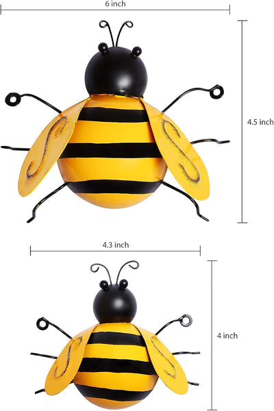 4 Esculturas Metal Colgantes Abeja para Pared Jardín