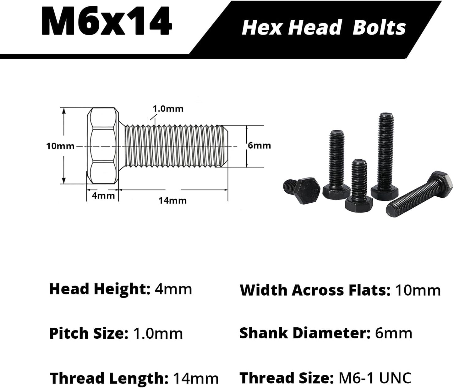 Tornillos M6 acero carbono grado 8.8 cabeza hexagonal