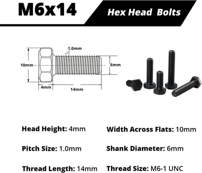 Tornillos M6 acero carbono grado 8.8 cabeza hexagonal
