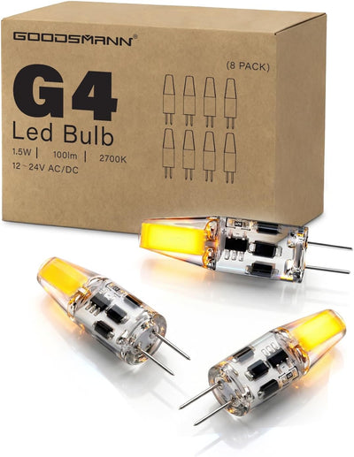 8 Bombillas LED G4 2700K 1.5W Repuesto Base Bi-Pin Jardín