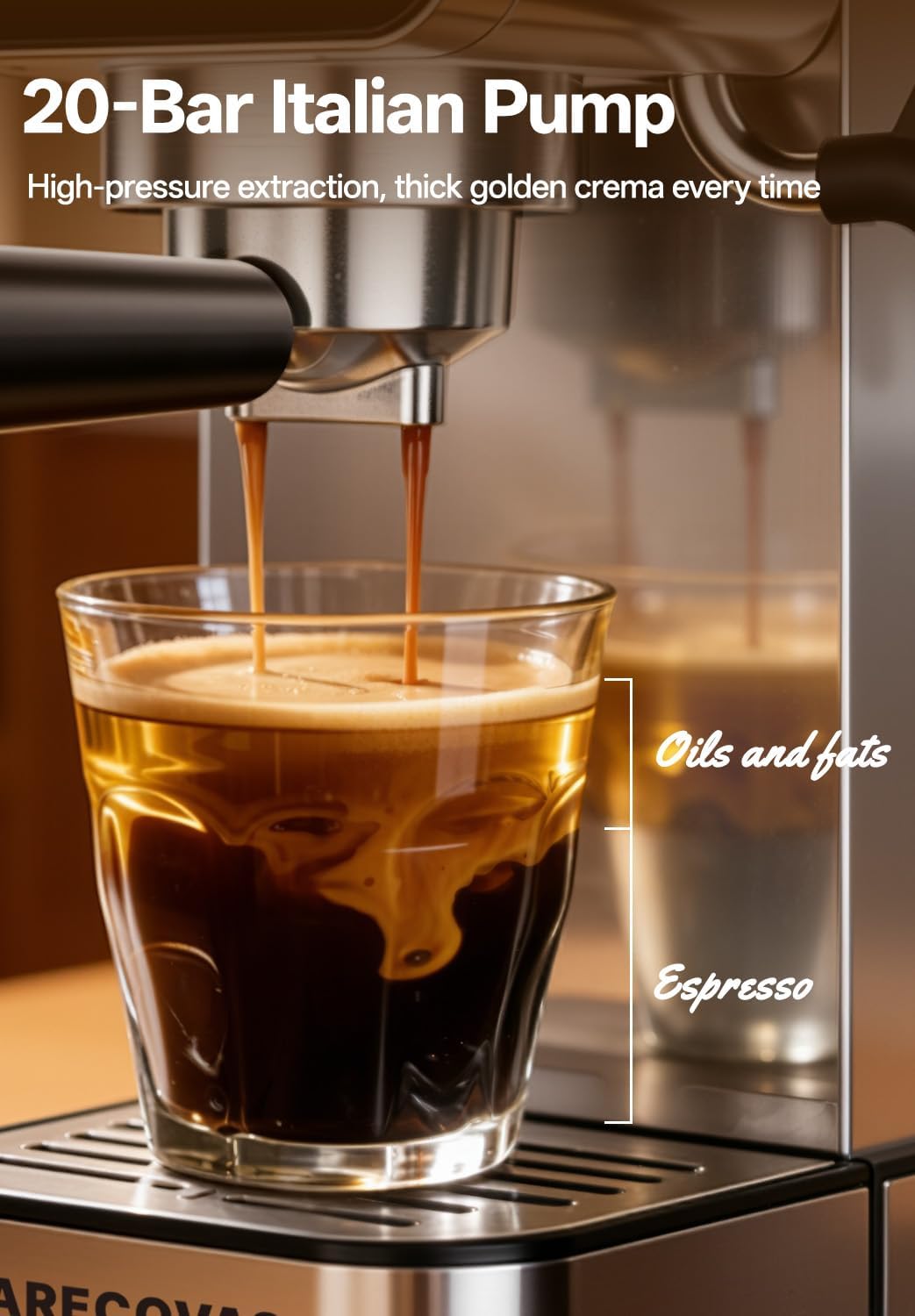 Cafetera Espresso Acero Inox 20 Bar Pantalla Táctil 41oz