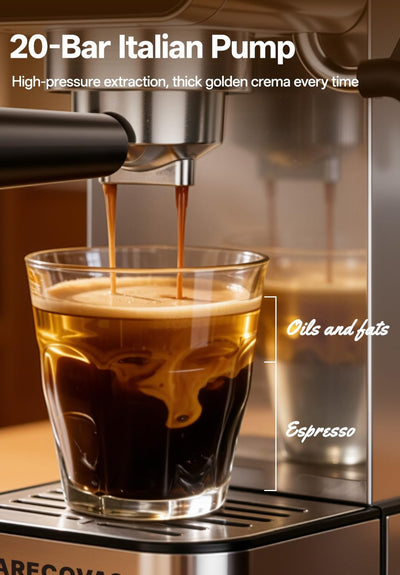 Cafetera Espresso Acero Inox 20 Bar Pantalla Táctil 41oz