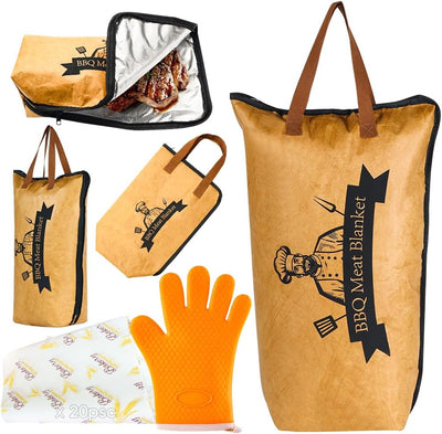 Bolsa descanso carne barbacoa guantes calor combo papel carnicero
