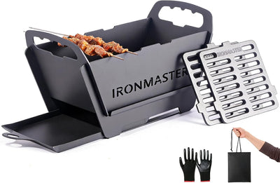 Parrilla Hibachi plegable 11.5x5.5pulg hierro fundido para acampar