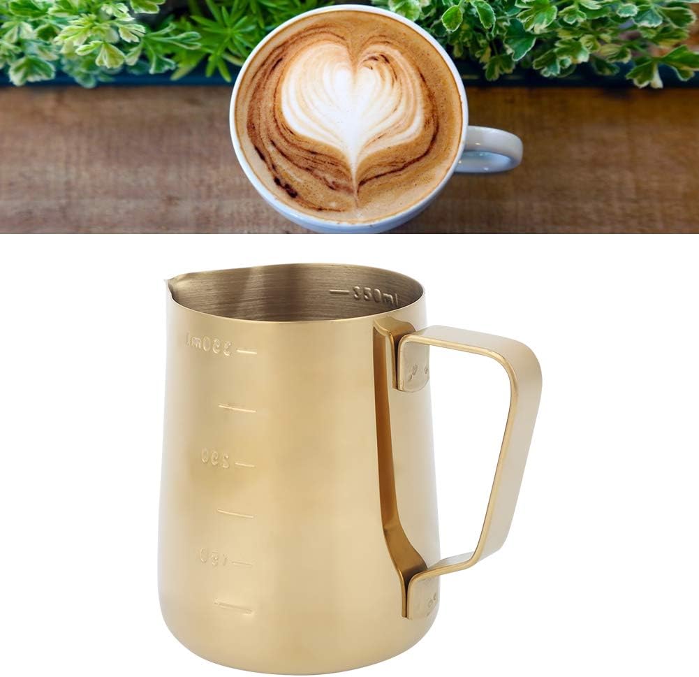 Vaso espuma leche 12oz acero inox con escala y mango