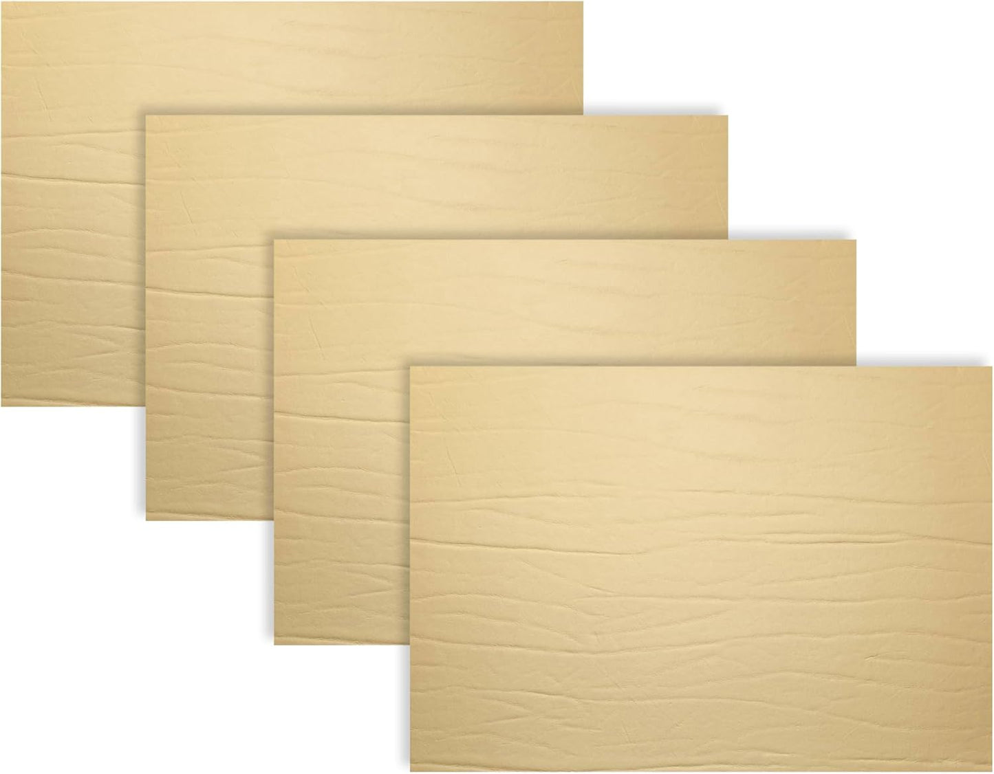 Set 4 Alfombrillas Mesa Cuero Rectangular Oro