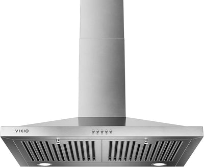 Campana extractora pared 30pulg 600CFM filtros carbón acero inox LED