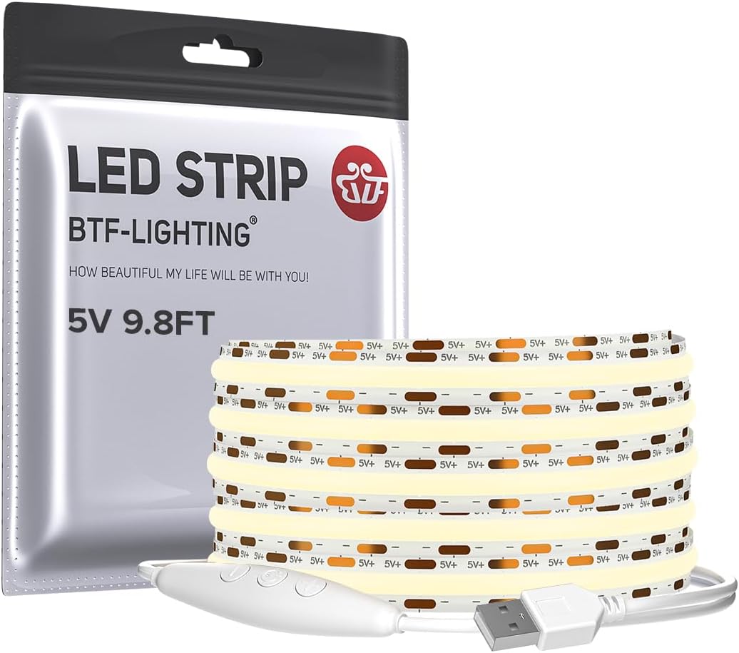 Tira LED COB USB 9.8pies 960LED blanco natural 4000K