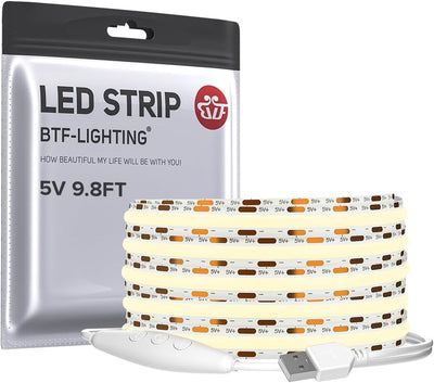 Tira LED COB USB 9.8pies 960LED blanco natural 4000K