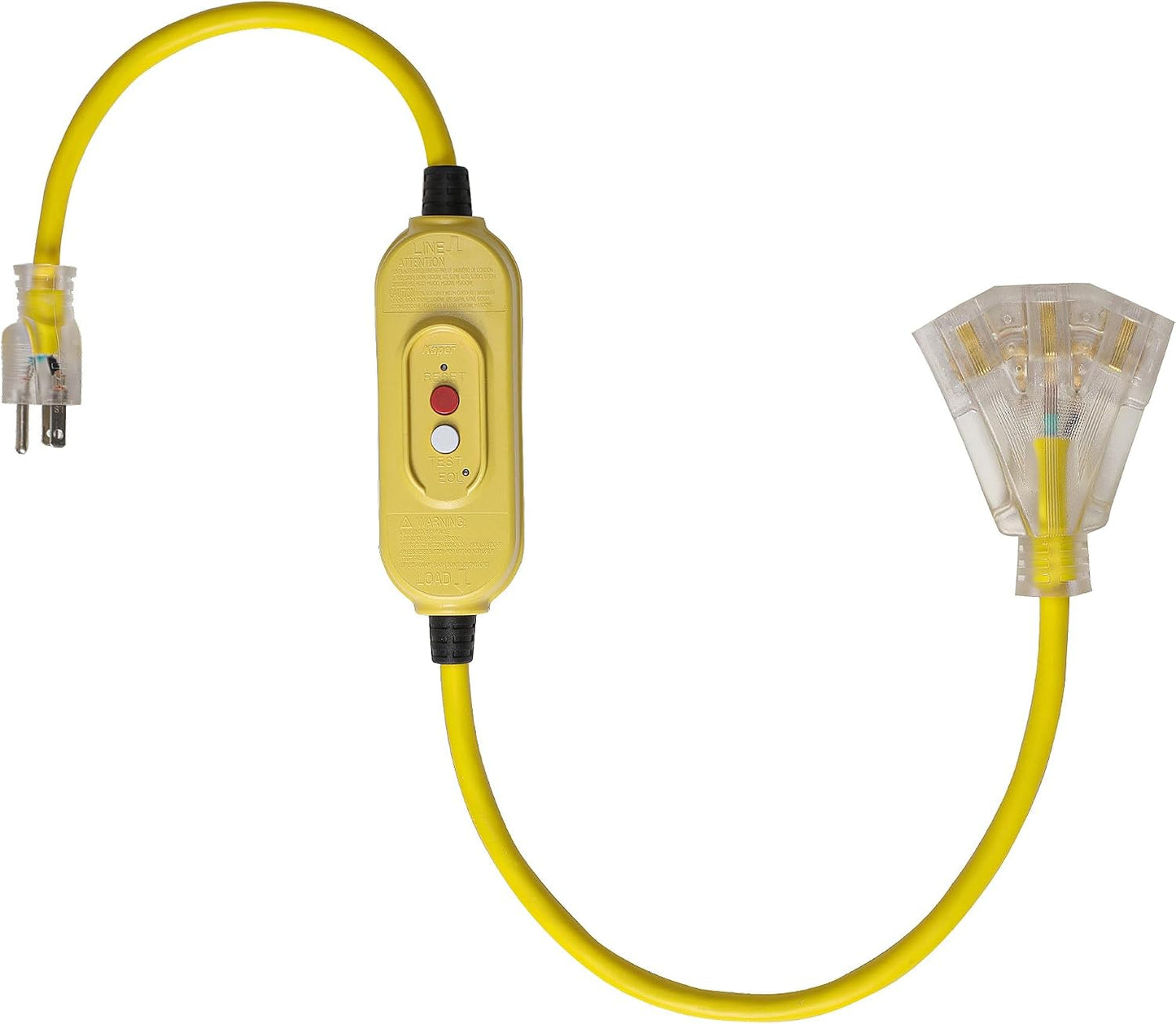 Cable extensión GFCI 3 pies 12/3 AWG exterior 3 salidas iluminadas