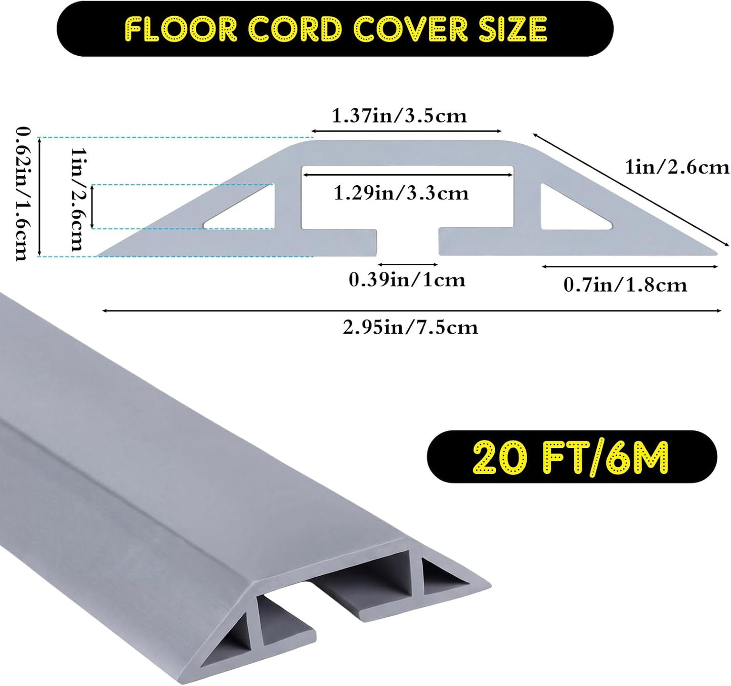 Cubierta cable suelo protector extensión resistente gris 20