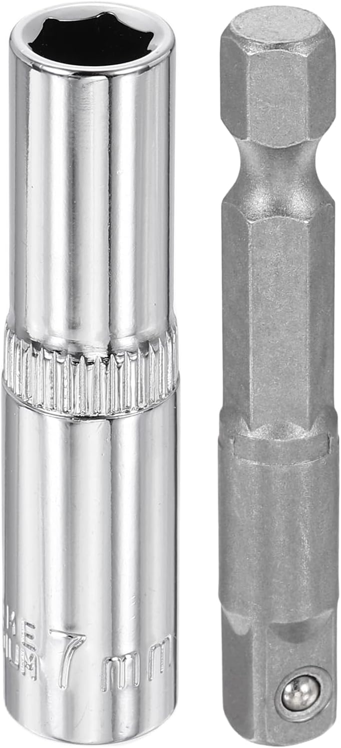 Enchufe impacto profundo 6 puntos 1/4pulg con adaptador hexagonal