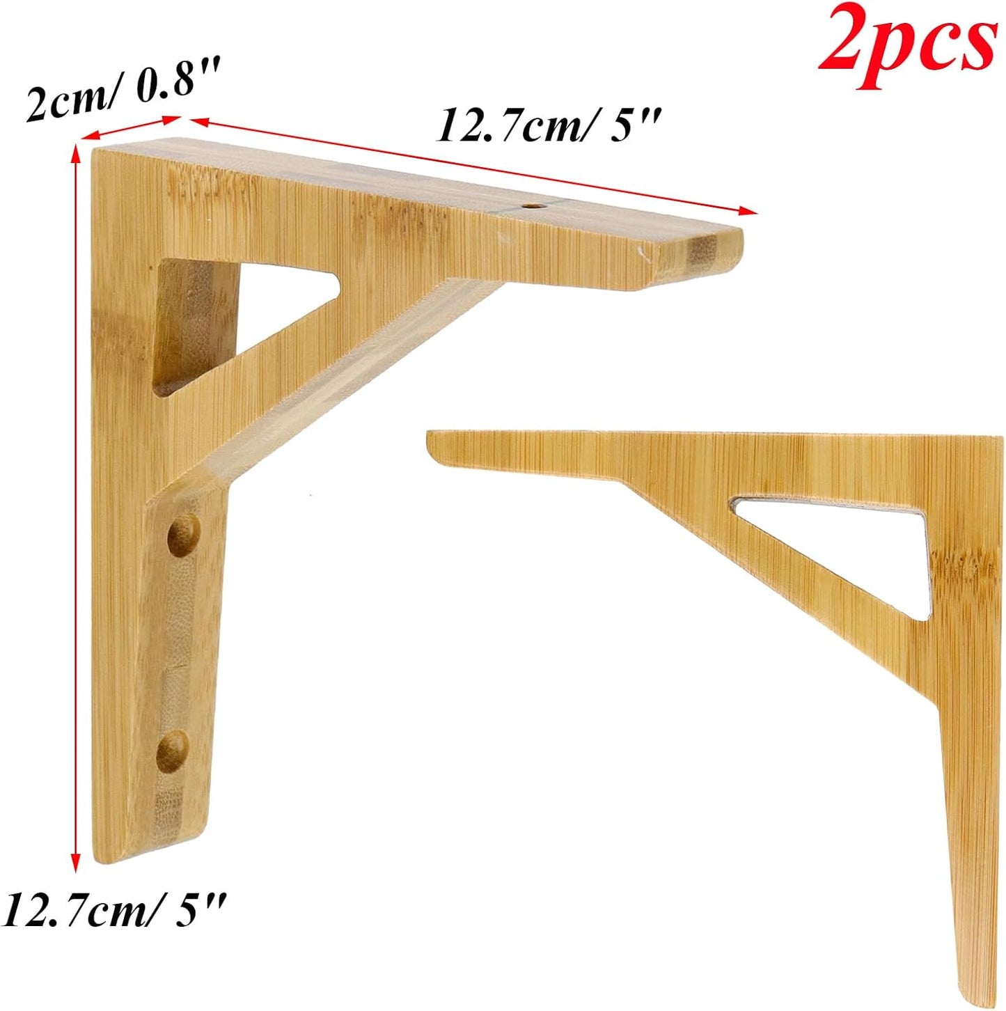 Soportes flotantes madera maciza para estantería pared set 2