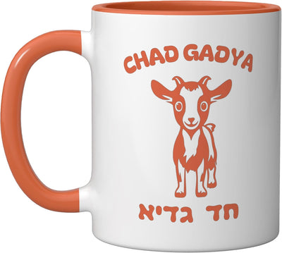 Taza cerámica Chad Gadya Pascua Díaenu color naranja/blanco