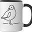 Taza cerámica Iceland Gull Line Art Birdwatcher negra/blanca