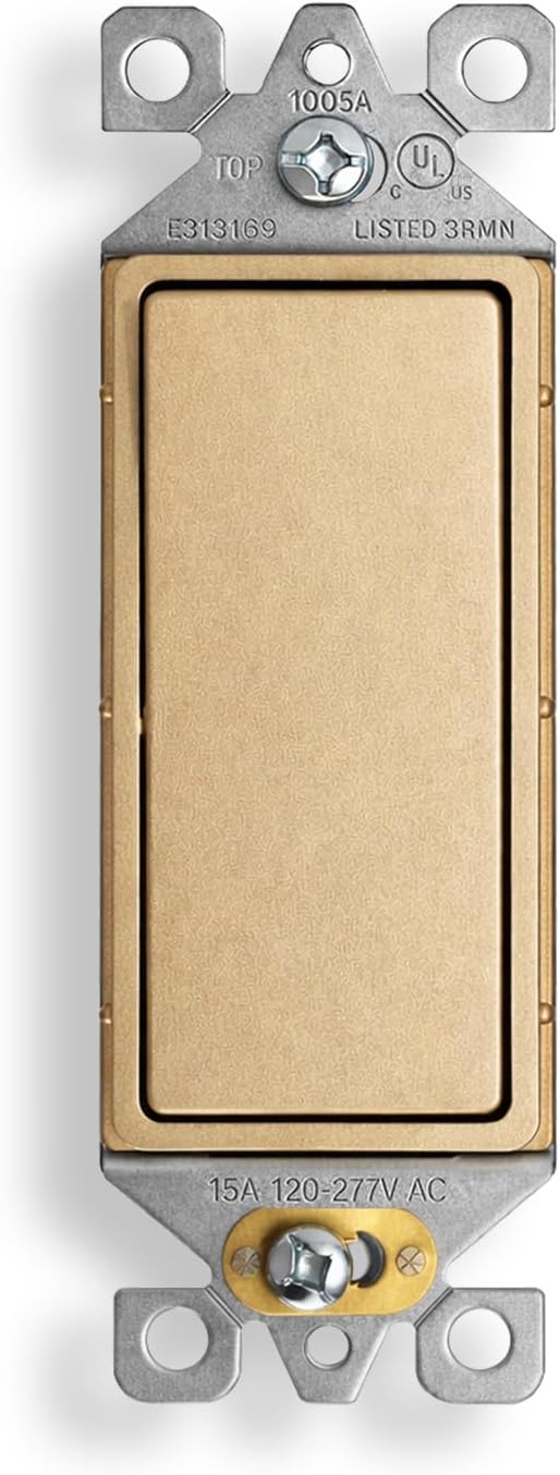 Interruptor luz decorativo 3 vías dorado mate 15A 120-277V
