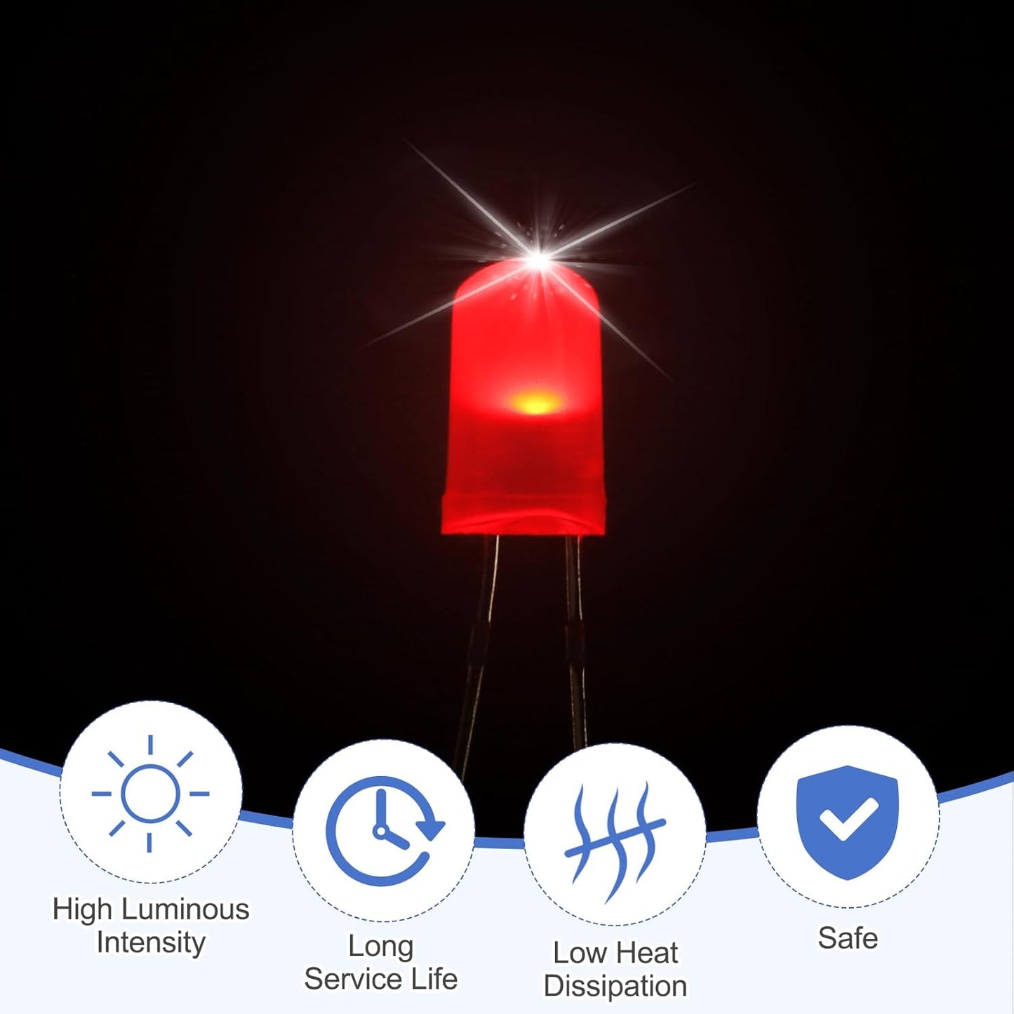 100 Luces LED rojas 2V 20mA para circuitos electrónicos