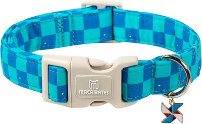 Collar perro cuadros ajedrez turquesa y azul regalo cachorro