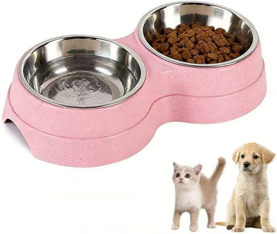 Tazón doble gatos acero inox base antiderrap desmontable