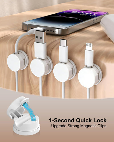 8 Clips Magnéticos Giratorios para Organizar Cables