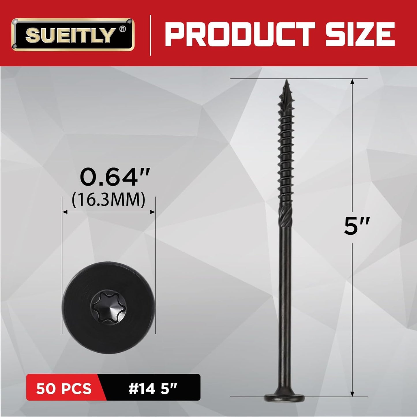 Tornillos cubierta T30 Torx negros #14 x 5 s madera paq 50
