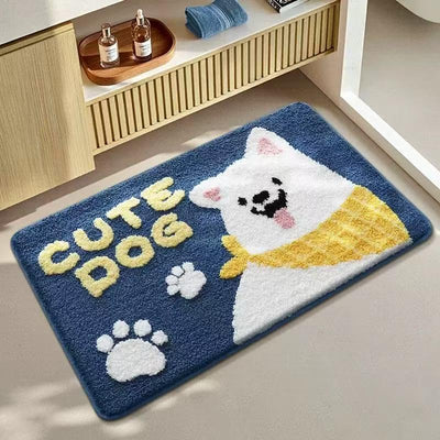 Alfombra baño Shiba y Corgi felpa antideslizante lavable