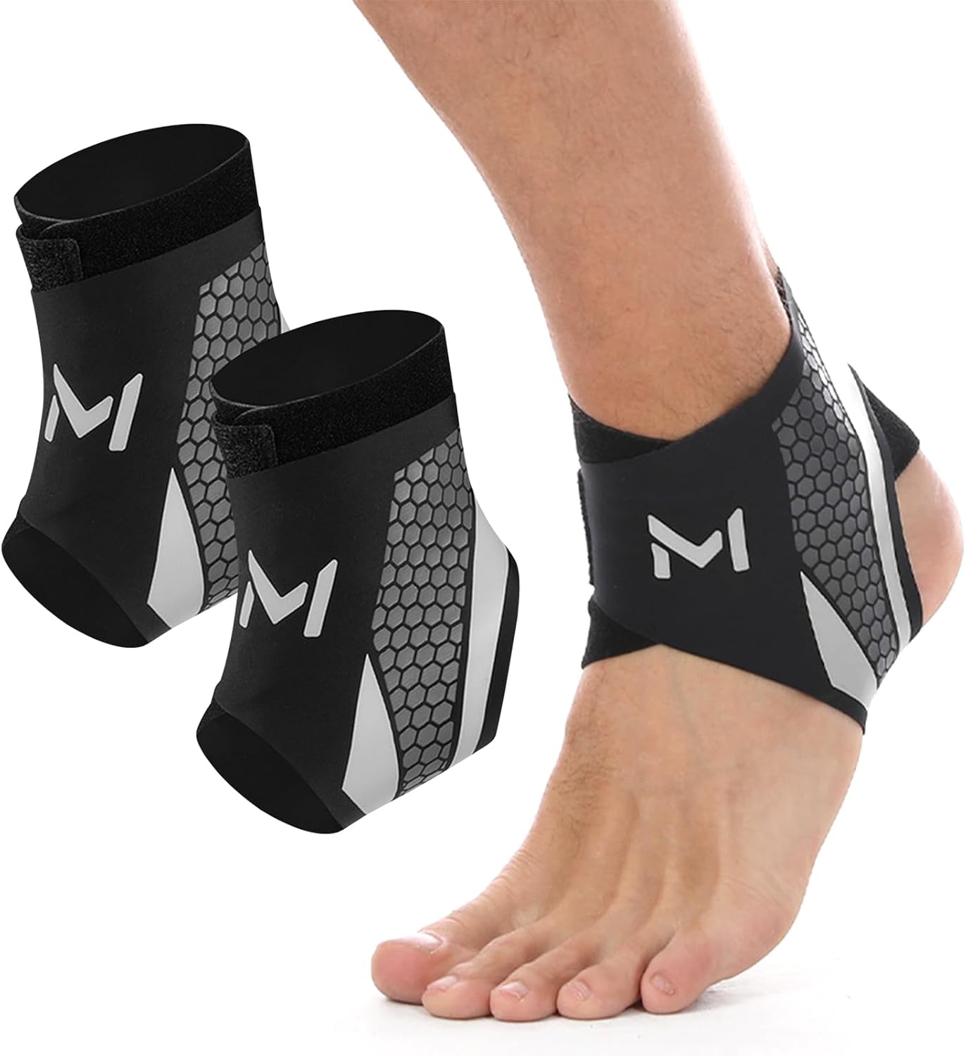 2 Tobilleras Compresión Ajustables para Hombre y Mujer