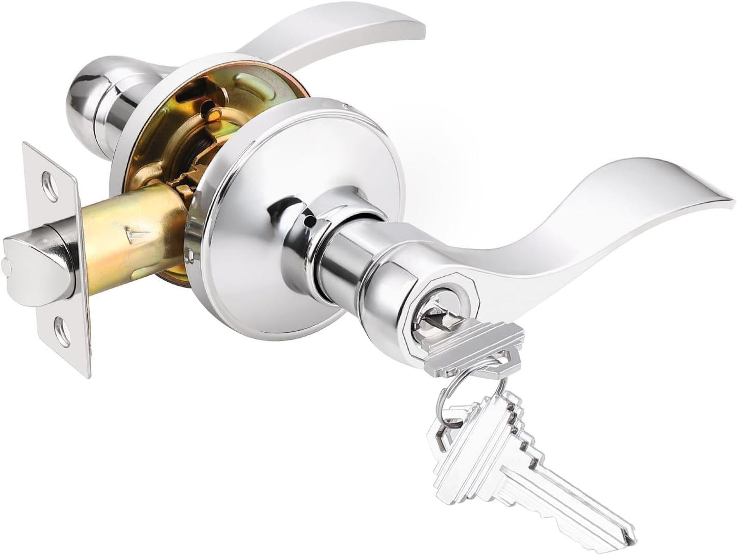 Manija puerta estilo Wave con llave reversible satinado níquel