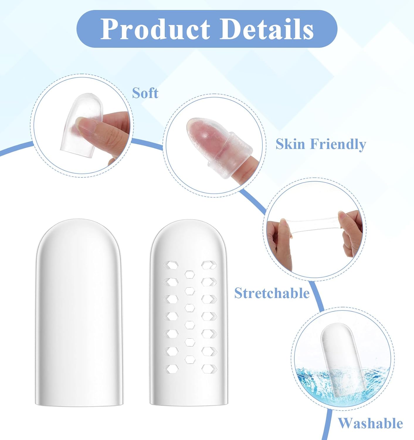 30 Cunas Gel Dedos Cubiertas Pulgar Artritis Eccema Transparente