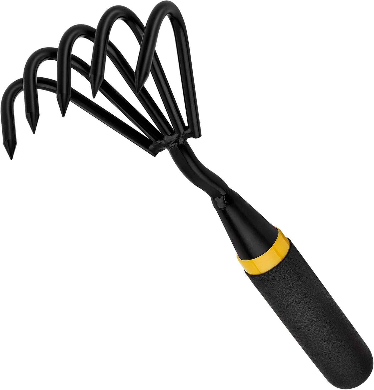 Rastrillo acero inox 5 garras jardín pequeño ergonómico