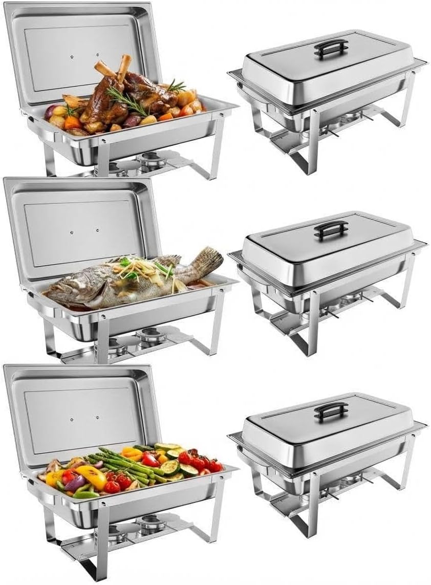 Juego de calentadores para buffet de 6 piezas acero inoxidable