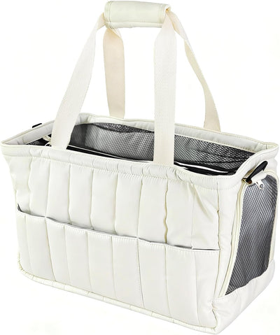 Bolsa transporte mascotas perros gatos con correa segura blanco