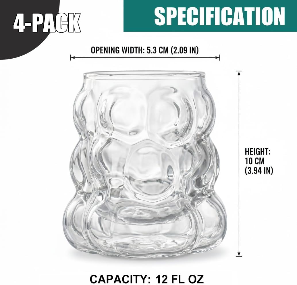 Vasos de cristal con burbujas 13.5 oz para té helado, café y fiestas