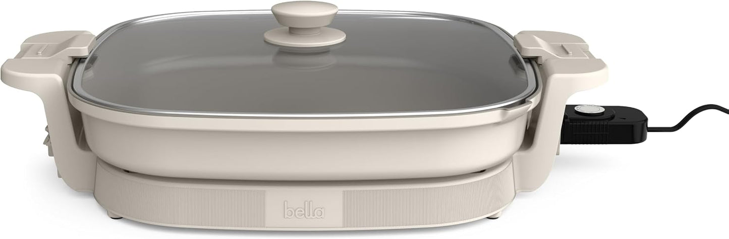 Sartén eléctrica XL cerámica con tapa vidrio 1200W