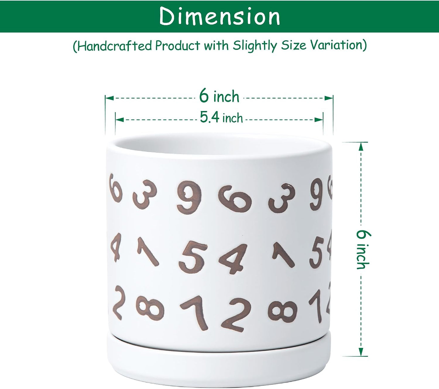 Set 2 Macetas Cerámica 6pulg Con Orificio Drenaje Platillo Blanco