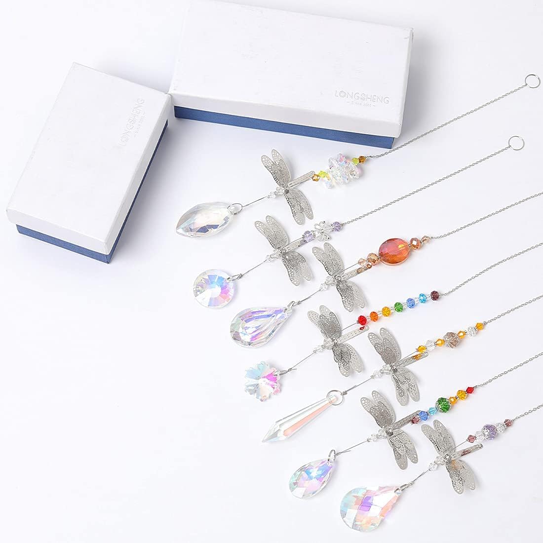 7 Atrapasoles Cristal Libélula Colgante Decoración