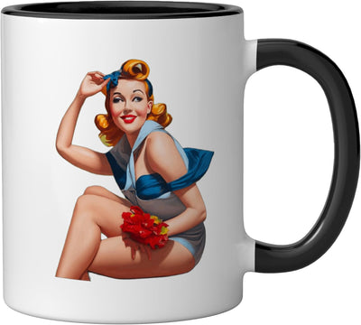 Taza Cerámica Pin Up Negro/Blanco