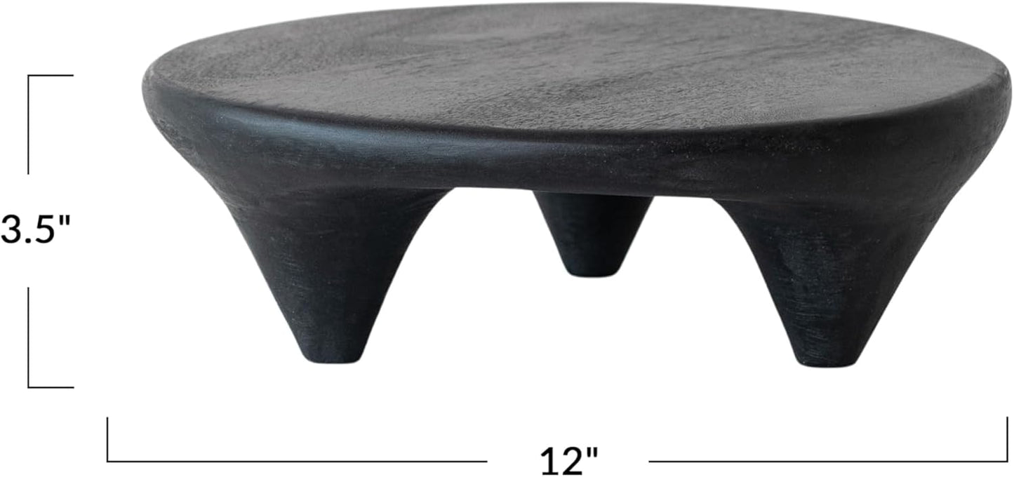 Soporte pedestal patas redondas madera mango acabado negro