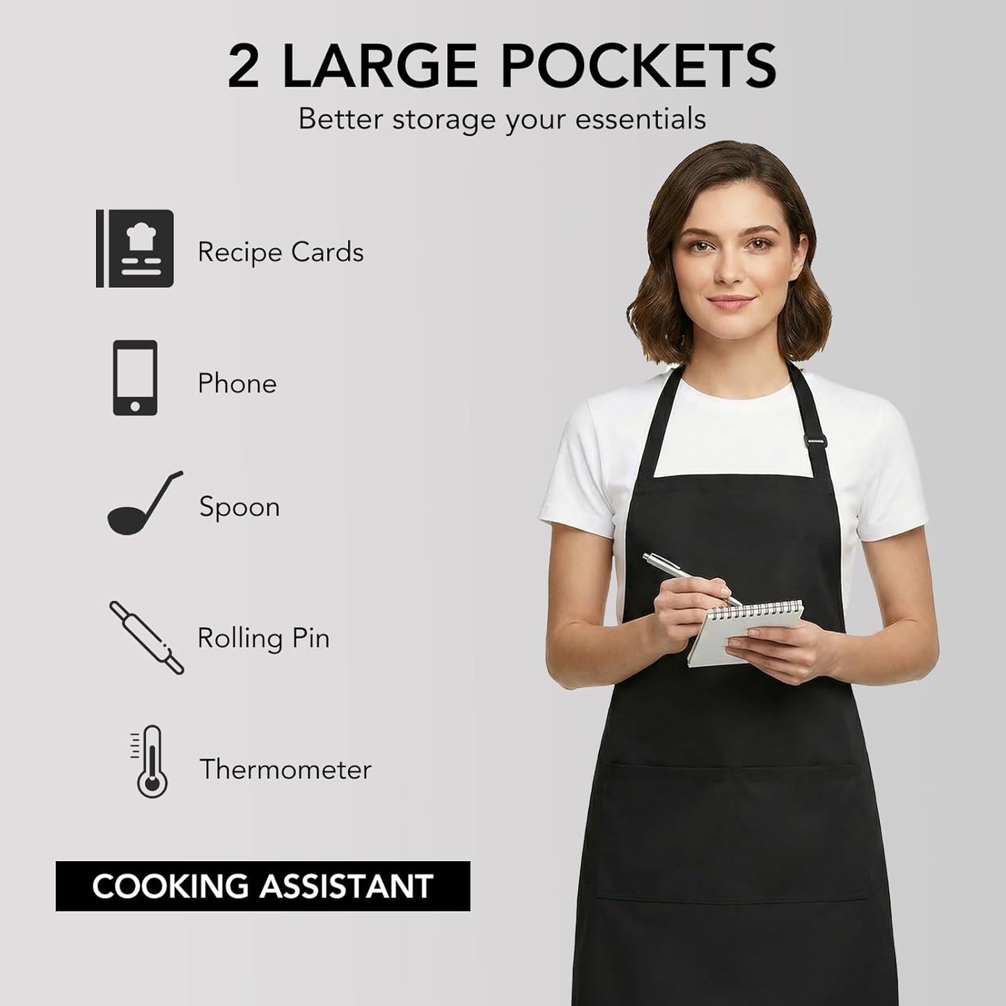 Set 2 Delantales Chef Ajustables Unisex con Bolsillos