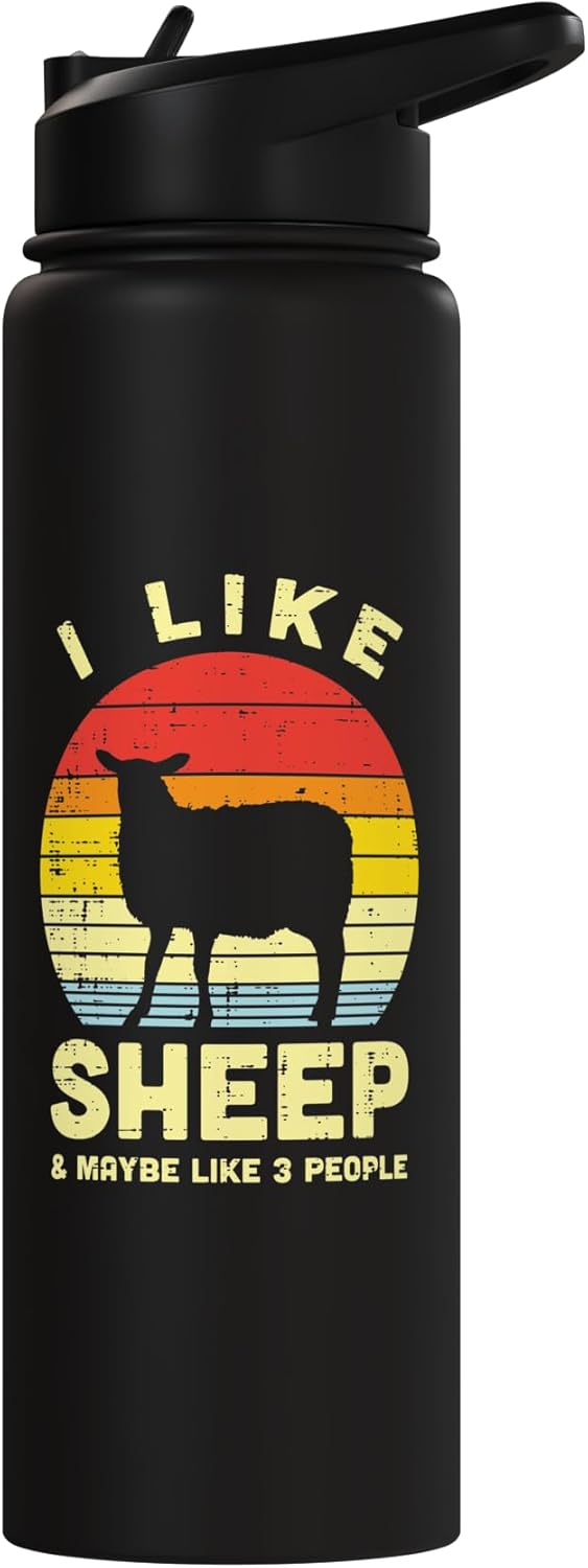 Botella de agua aislada de acero inoxidable regalo para granjero con animales retro