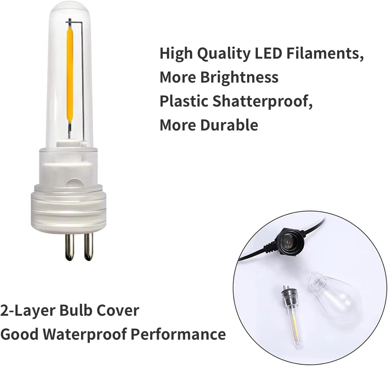 6 Bombillas S14 LED Cadena Luces Exterior 1.5W