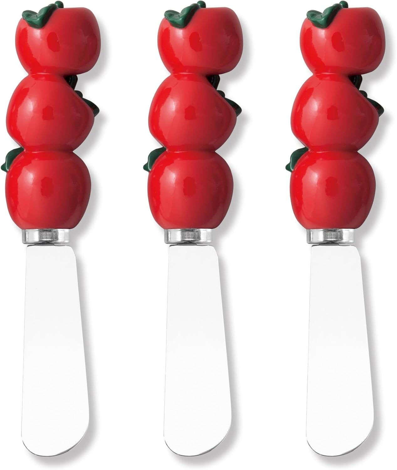 Set 3 Espátulas acero inox con mango fruta roja decoración cocina